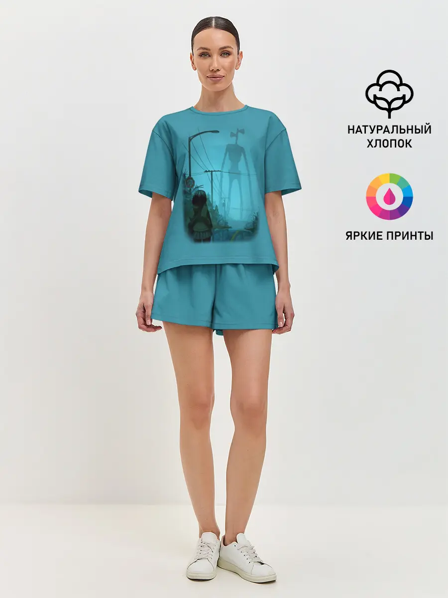 Женская пижама с шортами / СИРЕНОГОЛОВЫЙ И ДЕВОЧКА