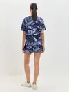 Женская пижама с шортами / Синий камуфляж в клетку