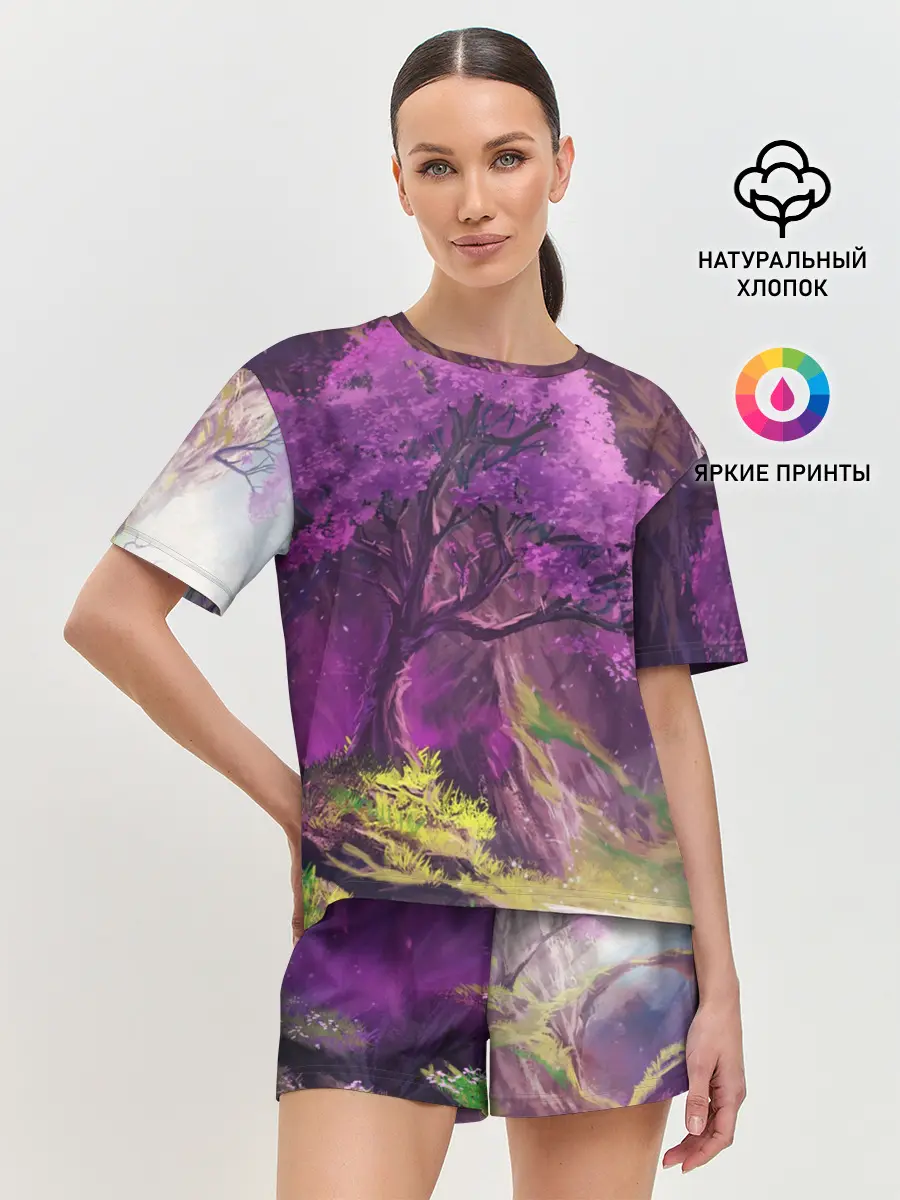 Женская пижама с шортами / ДЕРЕВО САКУРЫ