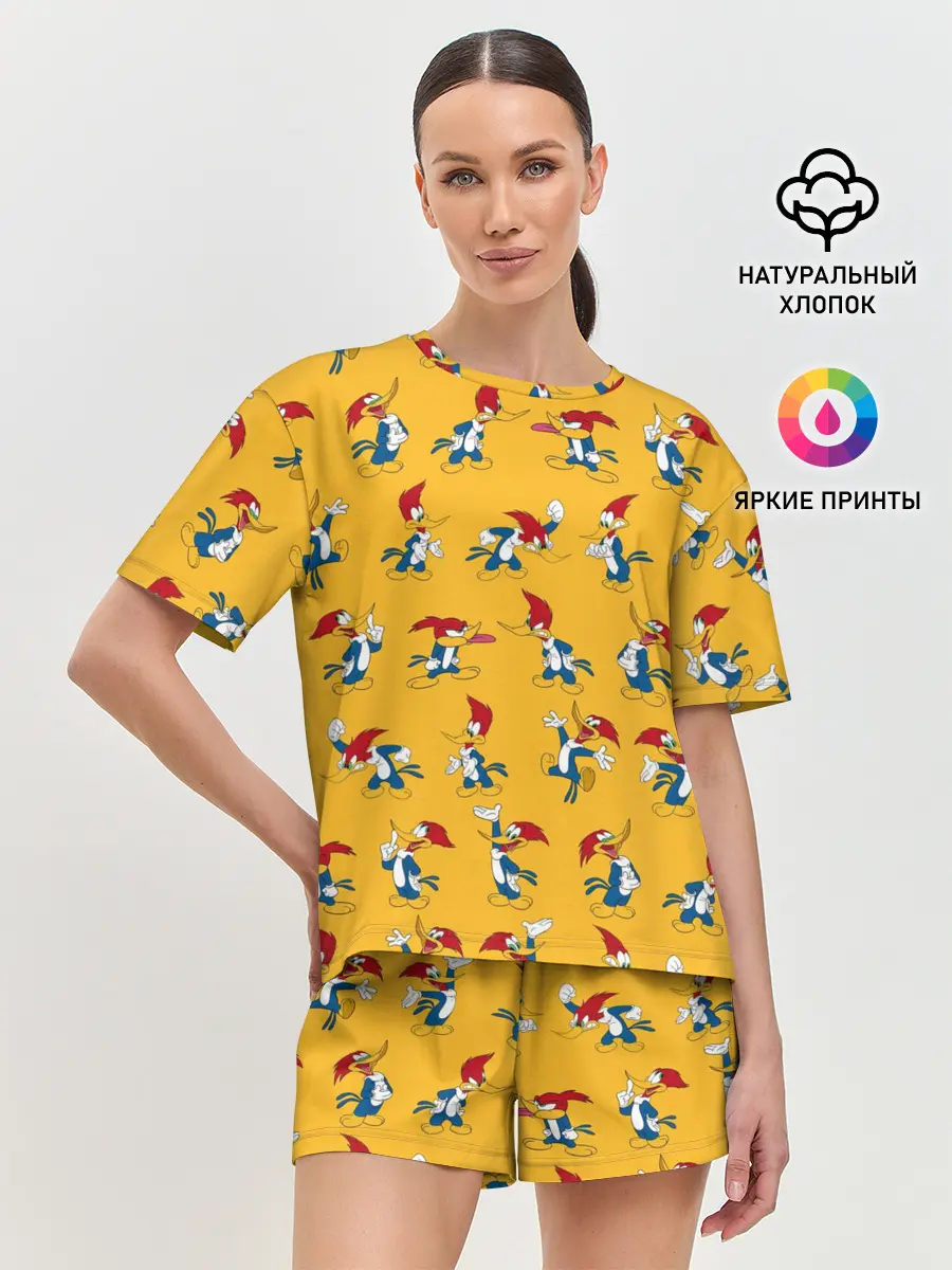 Женская пижама с шортами / Такой разный Дятел Вуди