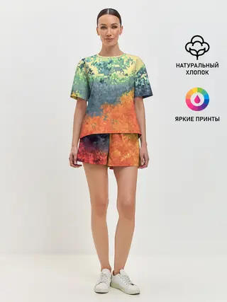 Женская пижама с шортами / Стихия: лед и пламя