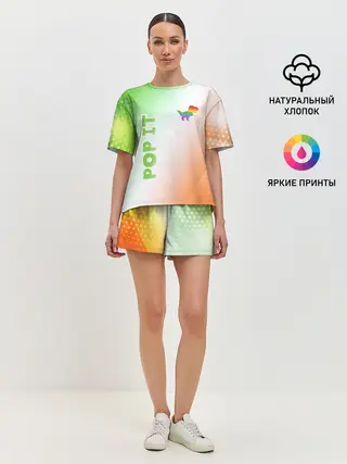 Женская пижама с шортами / Поп Ит - Динозавр - Абстракция