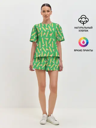 Женская пижама с шортами / Карандаш и линейка