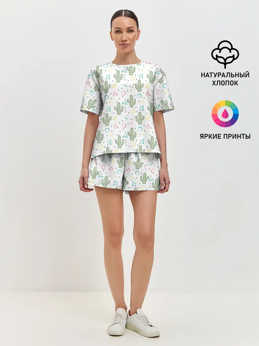 Женская пижама с шортами / Кактусы