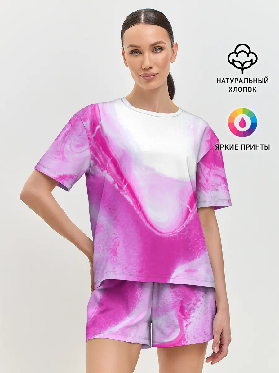 Женская пижама с шортами / Жидкий пурпур