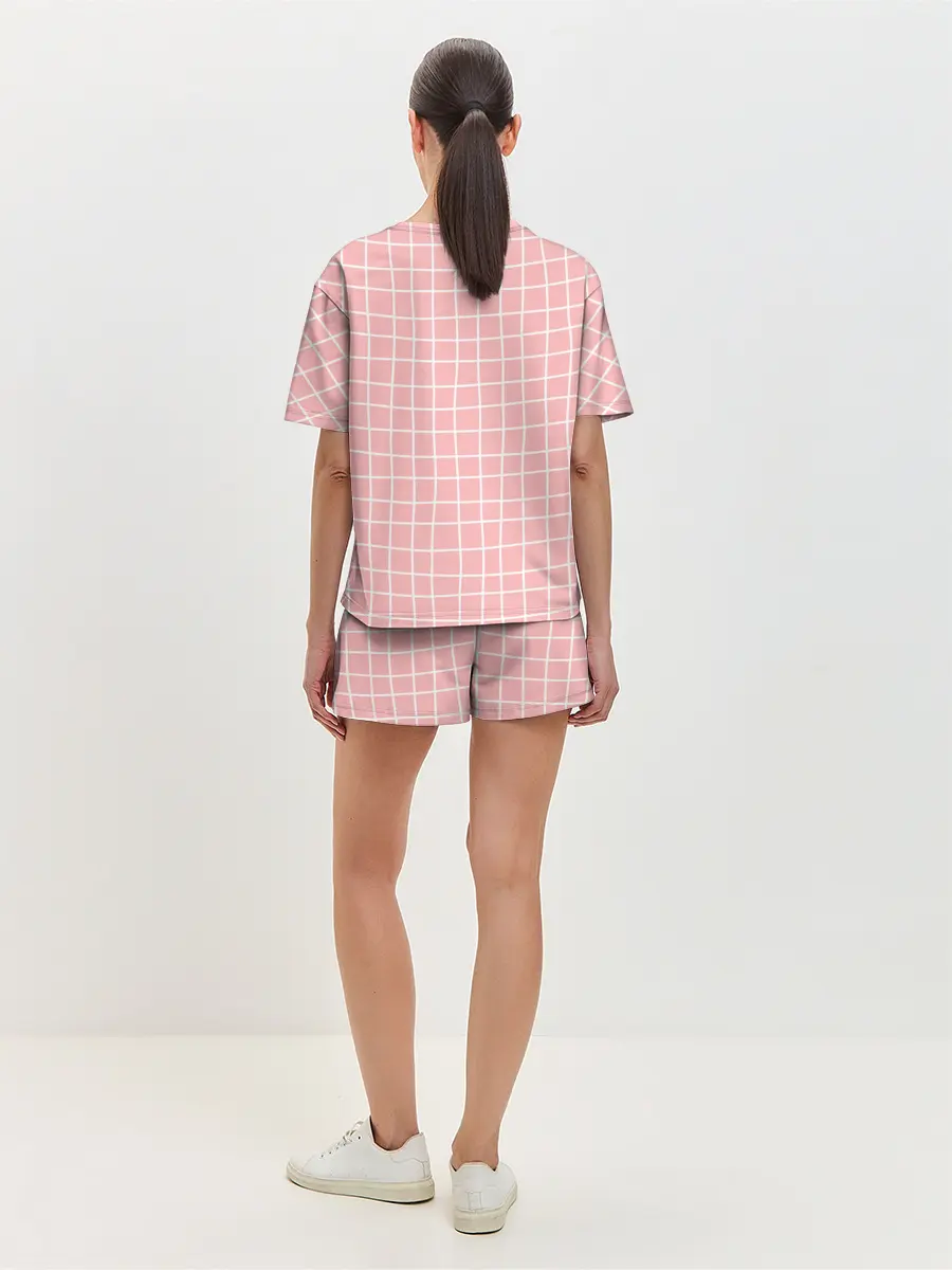 Женская пижама с шортами / Клетка волнистая