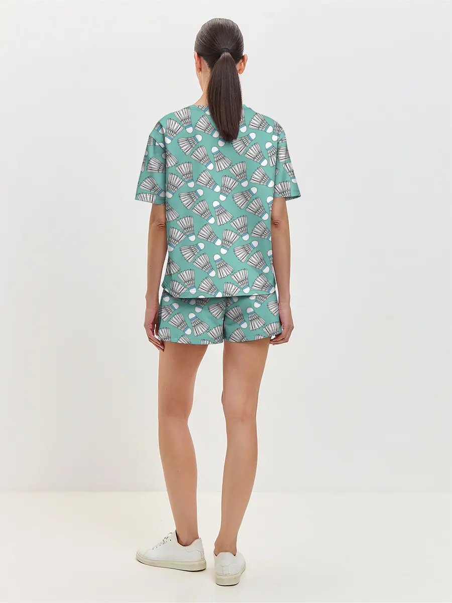 Женская пижама с шортами / Воланы на ментоловом