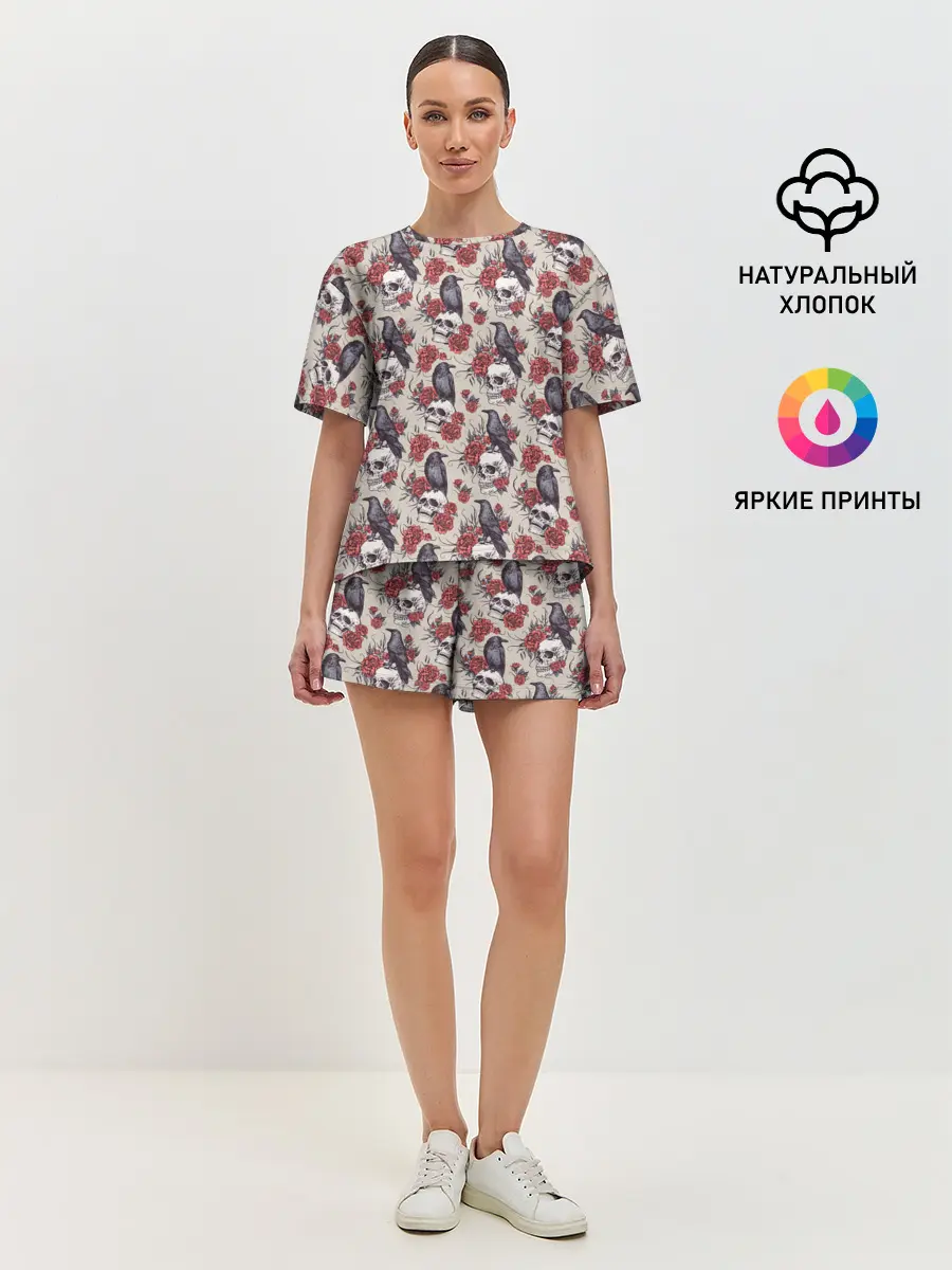 Женская пижама с шортами / Skull raven
