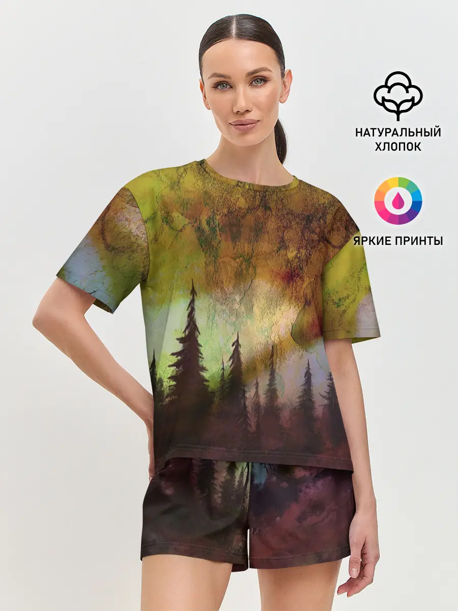 Женская пижама с шортами / СТРАШНЫЙ ЛЕС