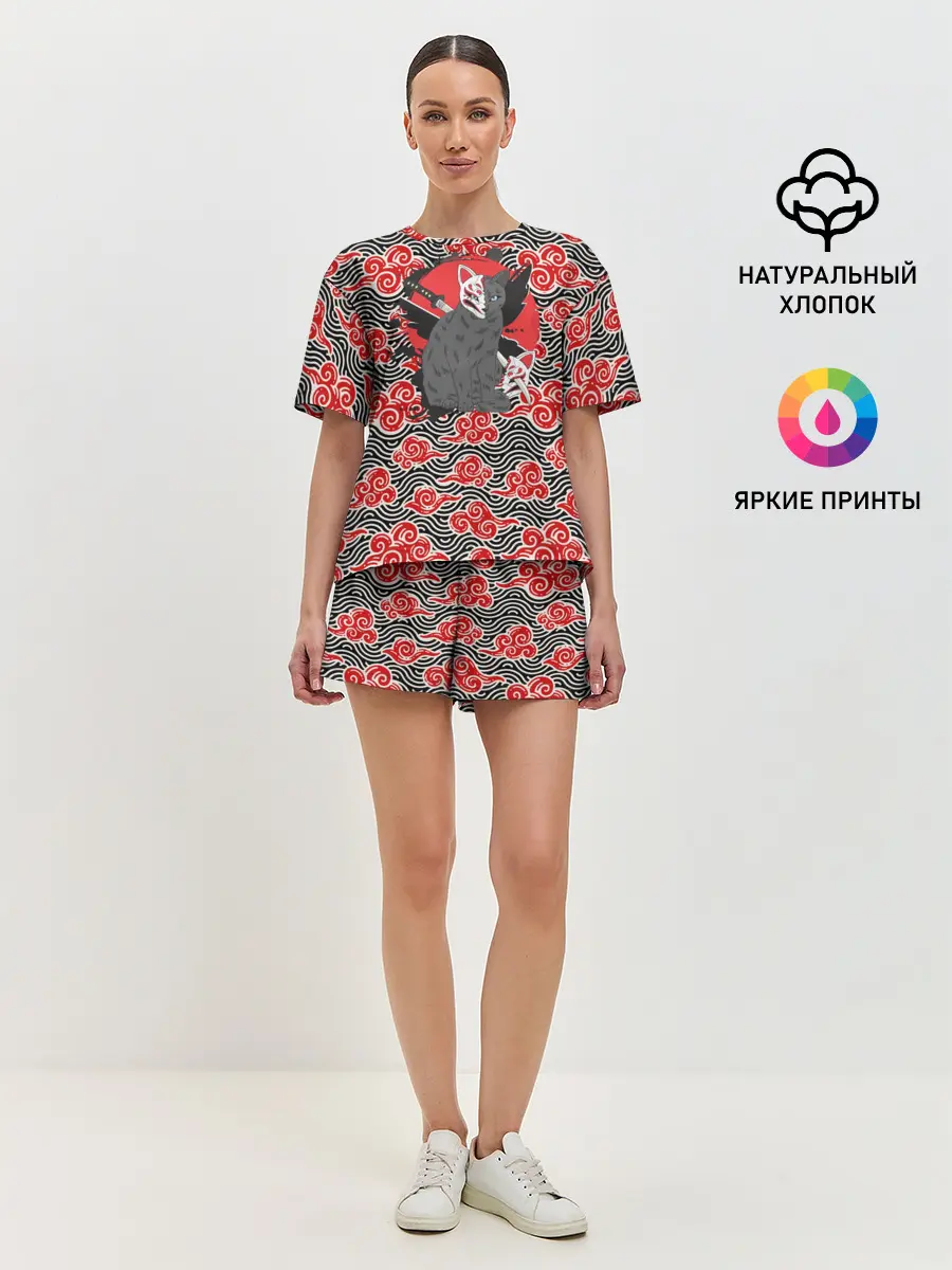 Женская пижама с шортами / Бакэнэко