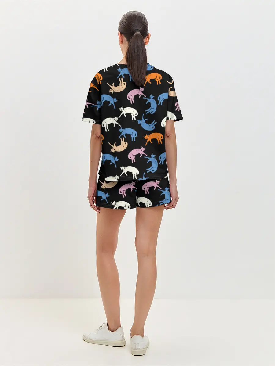 Женская пижама с шортами / Британские кошки паттерн