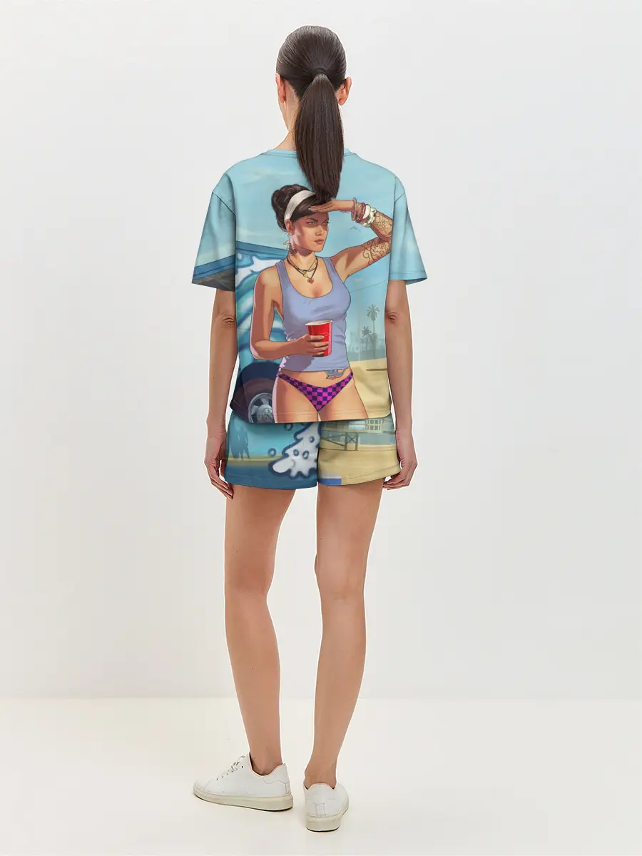 Женская пижама с шортами / girl with coffee