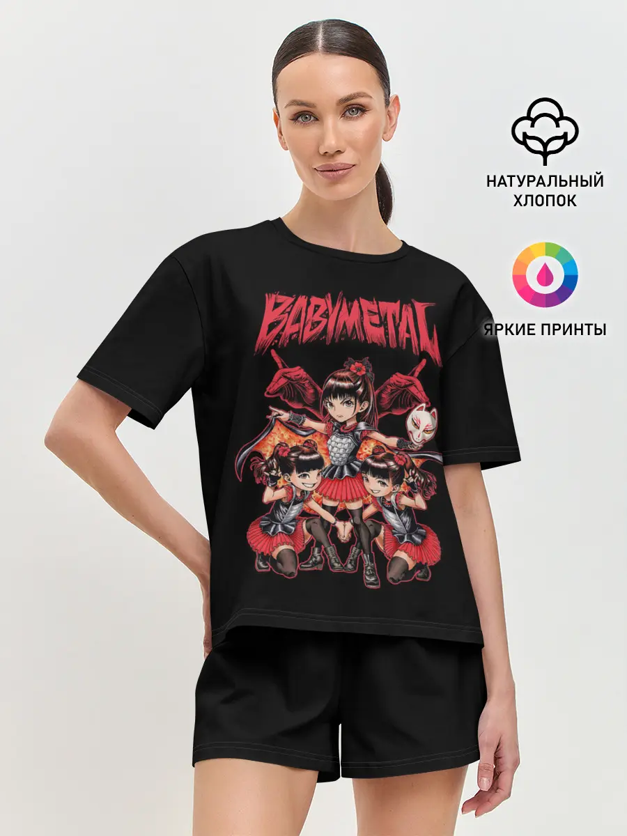 Женская пижама с шортами / Метал малышки в деле