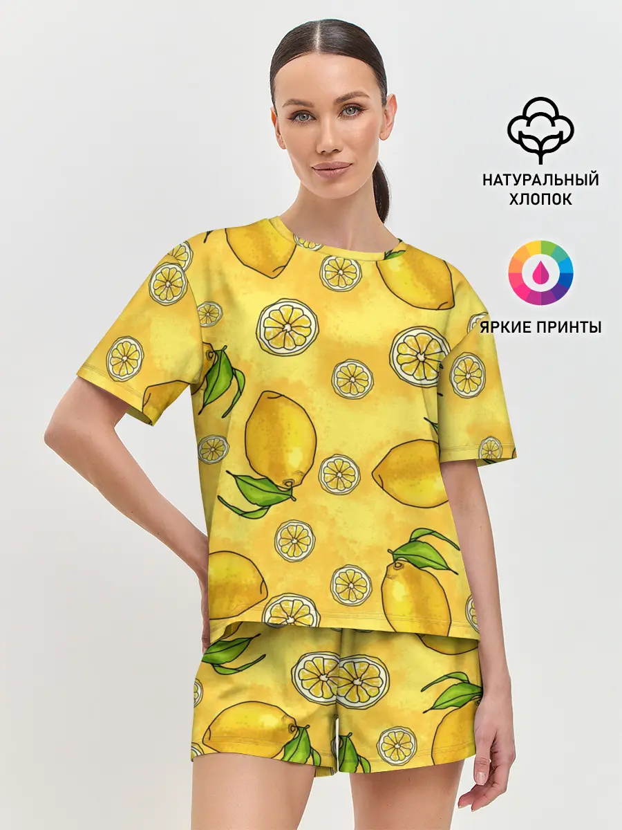 Женская пижама с шортами / Лимончик