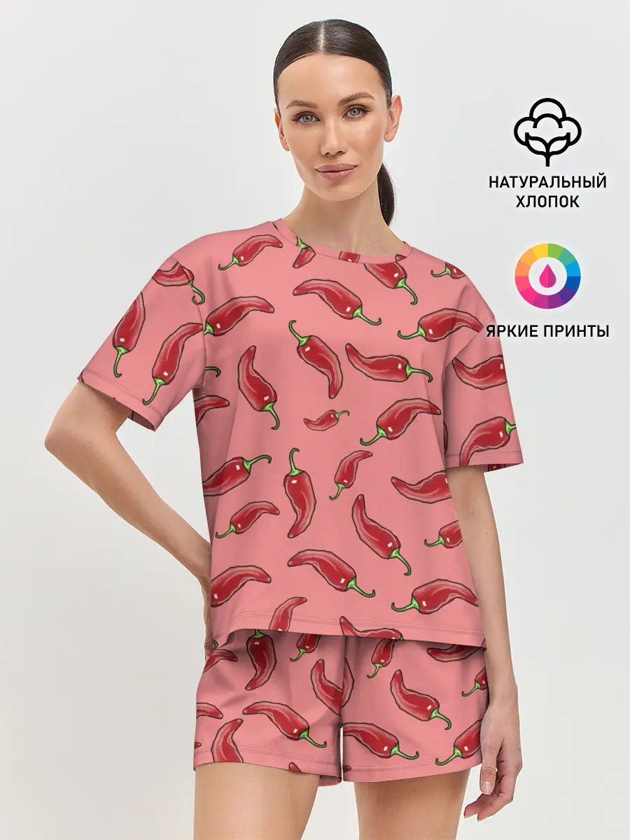 Женская пижама с шортами / Острый перчик