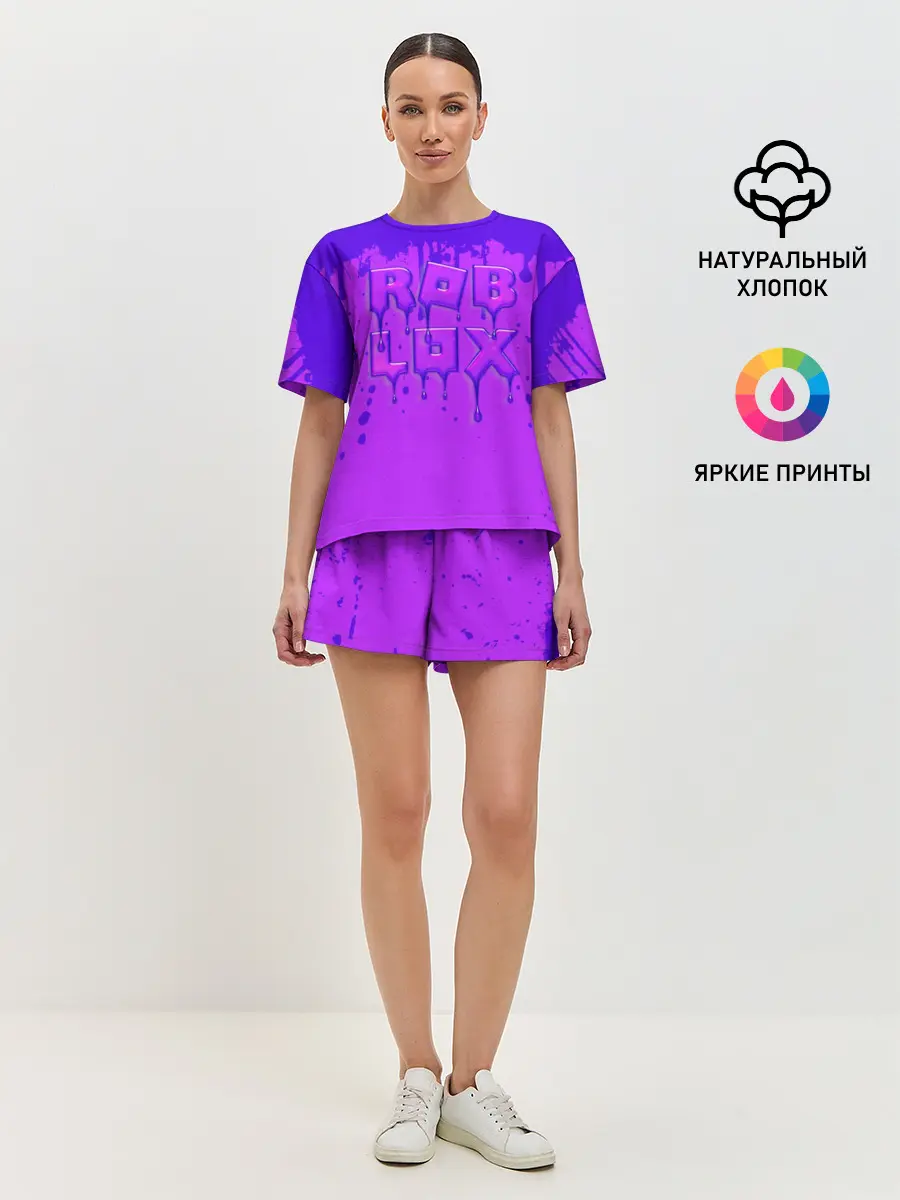Женская пижама с шортами / ROBLOX ФИОЛЕТОВЫЕ ПОДТЕКИ