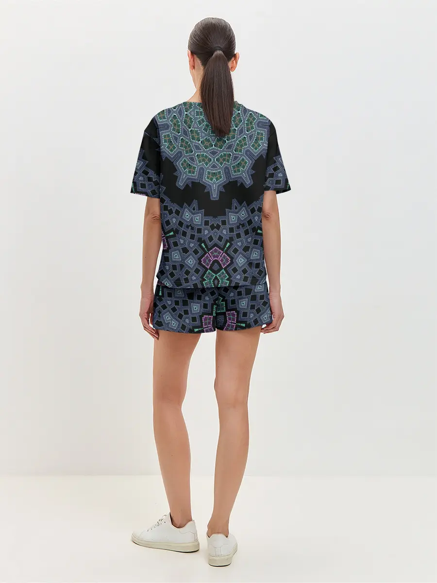 Женская пижама с шортами / Перламутровый узор восточный
