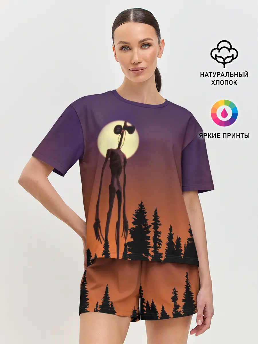 Женская пижама с шортами / Gradient Forest Siren Head