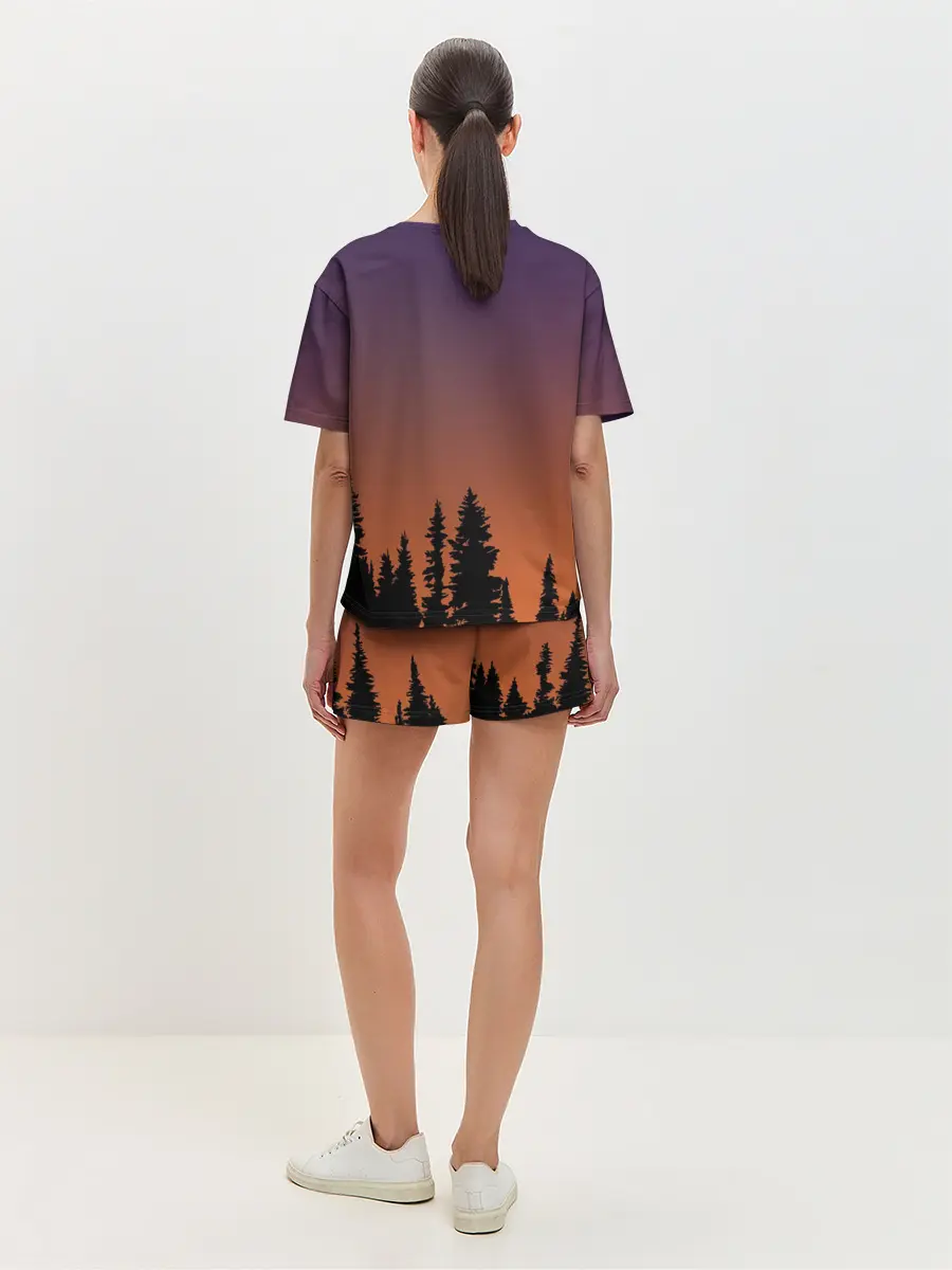 Женская пижама с шортами / Gradient Forest Siren Head