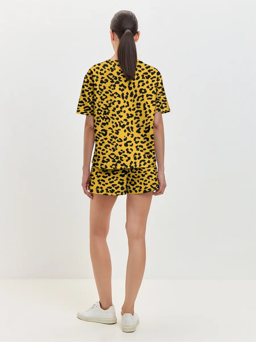 Женская пижама с шортами / Леопард желтый