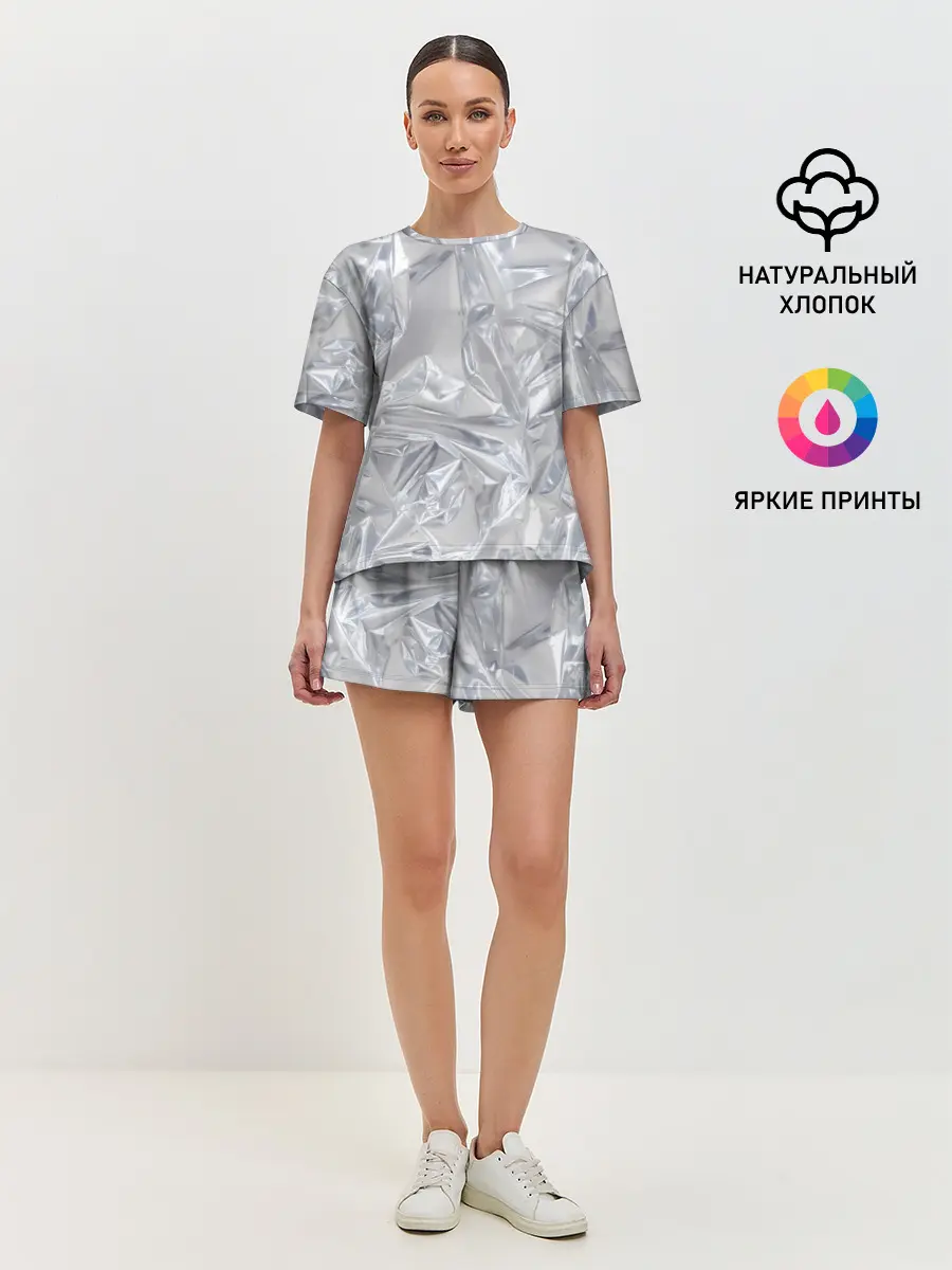 Женская пижама с шортами / Голографичная фольга