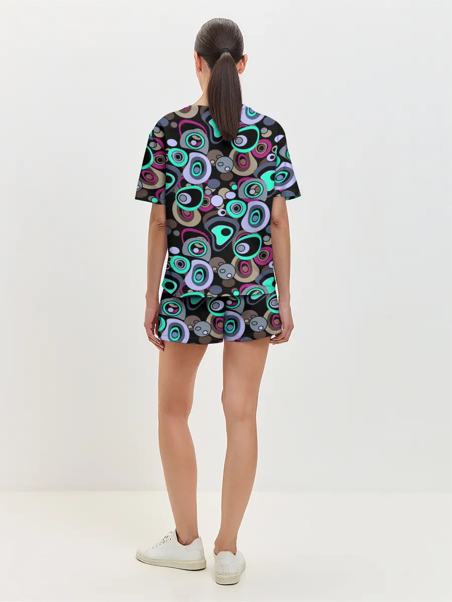 Женская пижама с шортами / Абстрактный узор ретро