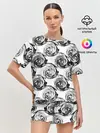 Женская пижама с шортами / Черно-белый абстрактный узор
