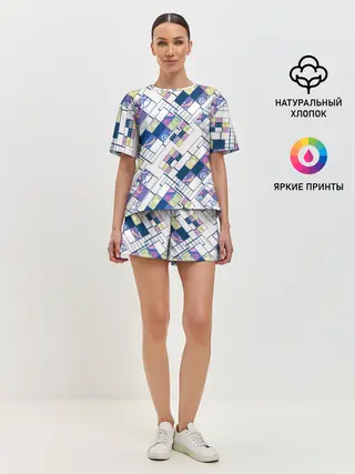 Женская пижама с шортами / Этнический узор пэчворк