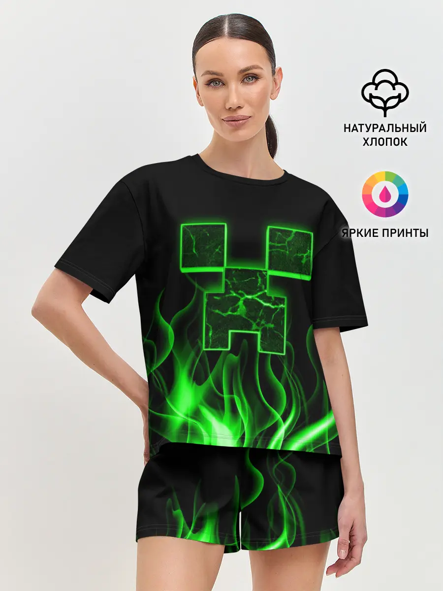 Женская пижама с шортами / MINECRAFT TEXTURE FIRE
