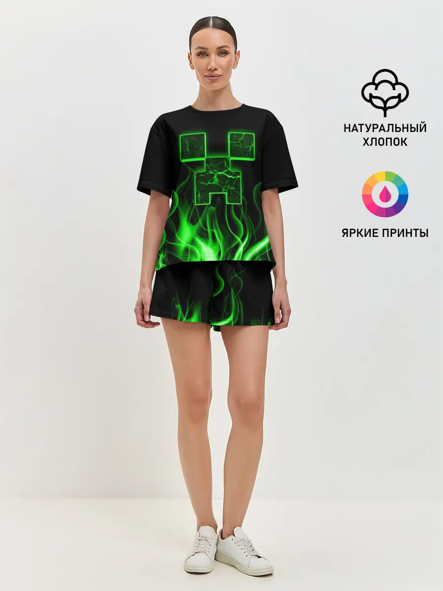 Женская пижама с шортами / MINECRAFT TEXTURE FIRE