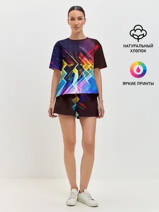 Женская пижама с шортами / Цифровая радуга