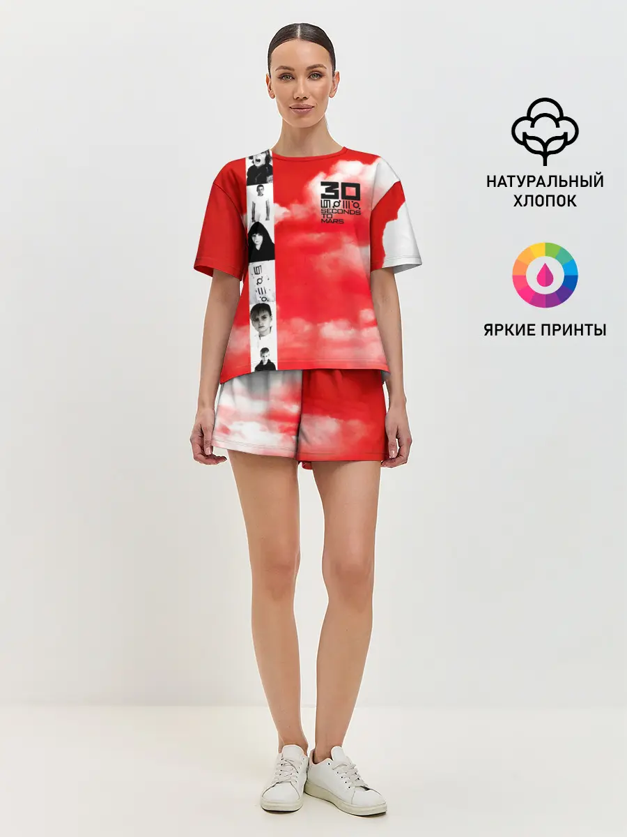 Женская пижама с шортами / 30 Seconds to Mars красное небо