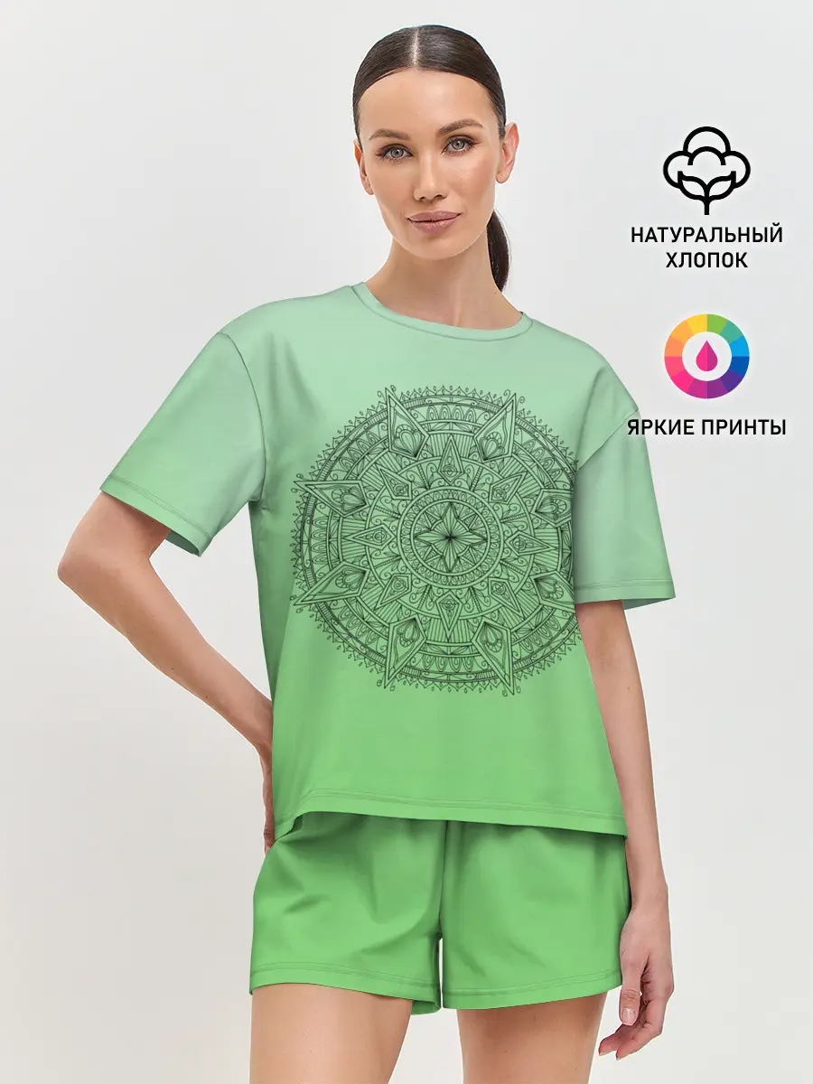 Женская пижама с шортами / Peacefull green