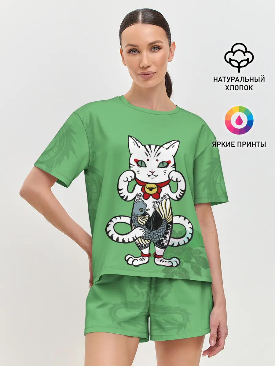 Женская пижама с шортами / ЯПОНСКИЙ КОТ | JAPANESE CAT