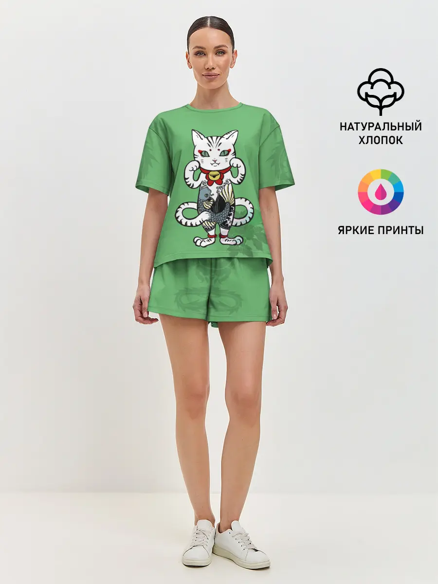 Женская пижама с шортами / ЯПОНСКИЙ КОТ | JAPANESE CAT