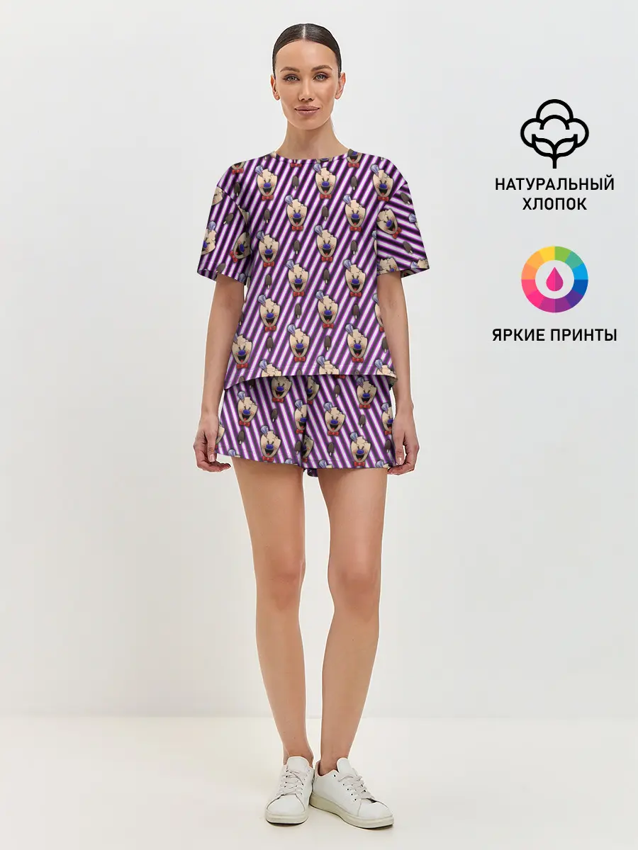 Женская пижама с шортами / ICE SCREAM розовый паттерн