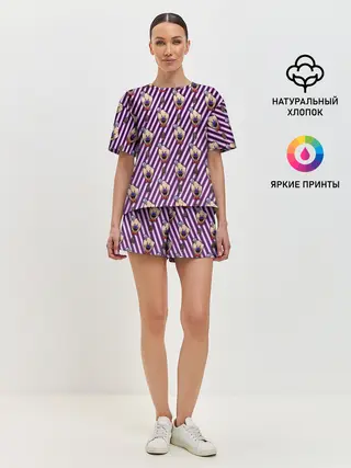 Женская пижама с шортами / ICE SCREAM розовый паттерн