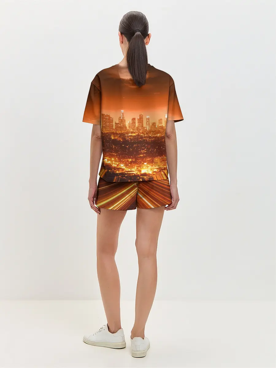 Женская пижама с шортами / Закат в Нью Йорке