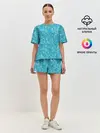 Женская пижама с шортами / Бирюзовая пиксель абстракция