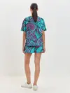 Женская пижама с шортами / Синие листья