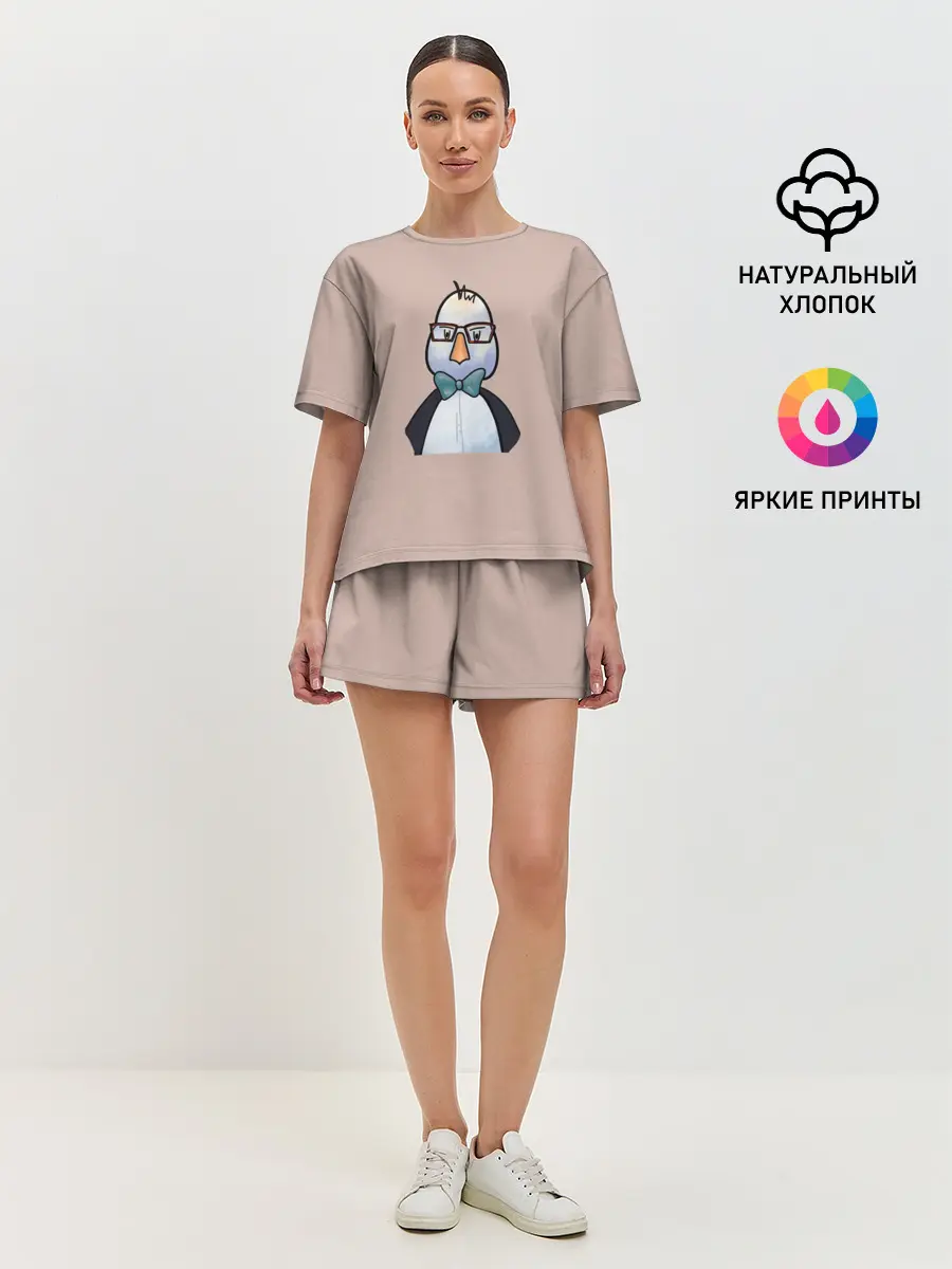 Женская пижама с шортами / Умная птица
