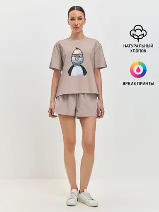 Женская пижама с шортами / Умная птица