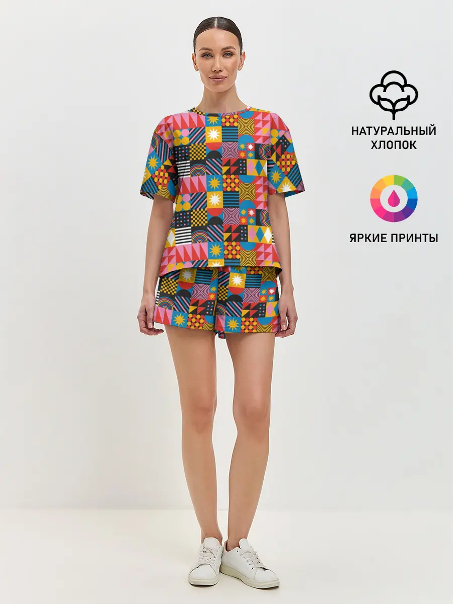 Женская пижама с шортами / Печворк. Мозаика.Настроение