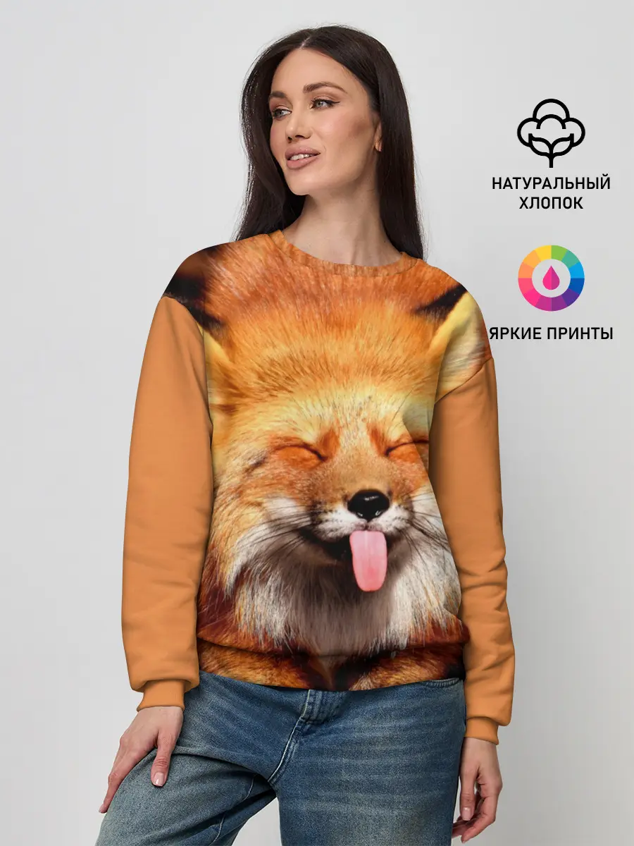 Женский свитшот / Лиса с языком