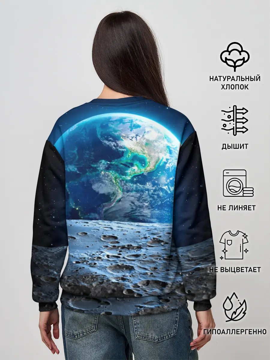 Женский свитшот / Кот на луне