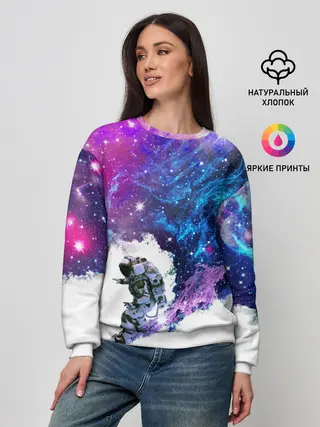 Женский свитшот / Космический сноуборд