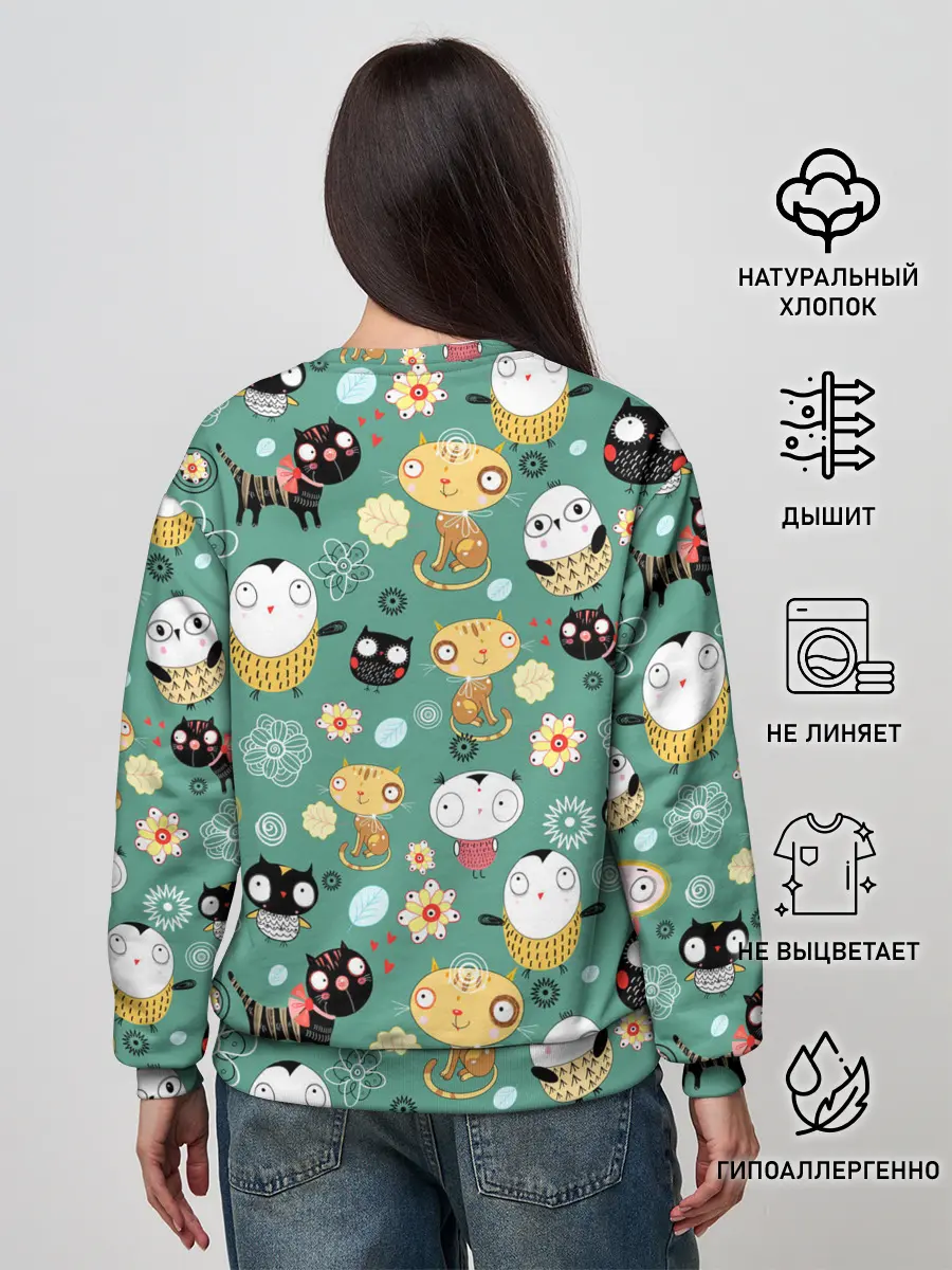 Женский свитшот / Совы и котики