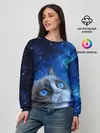 Женский свитшот / Сердитый кот в космосе