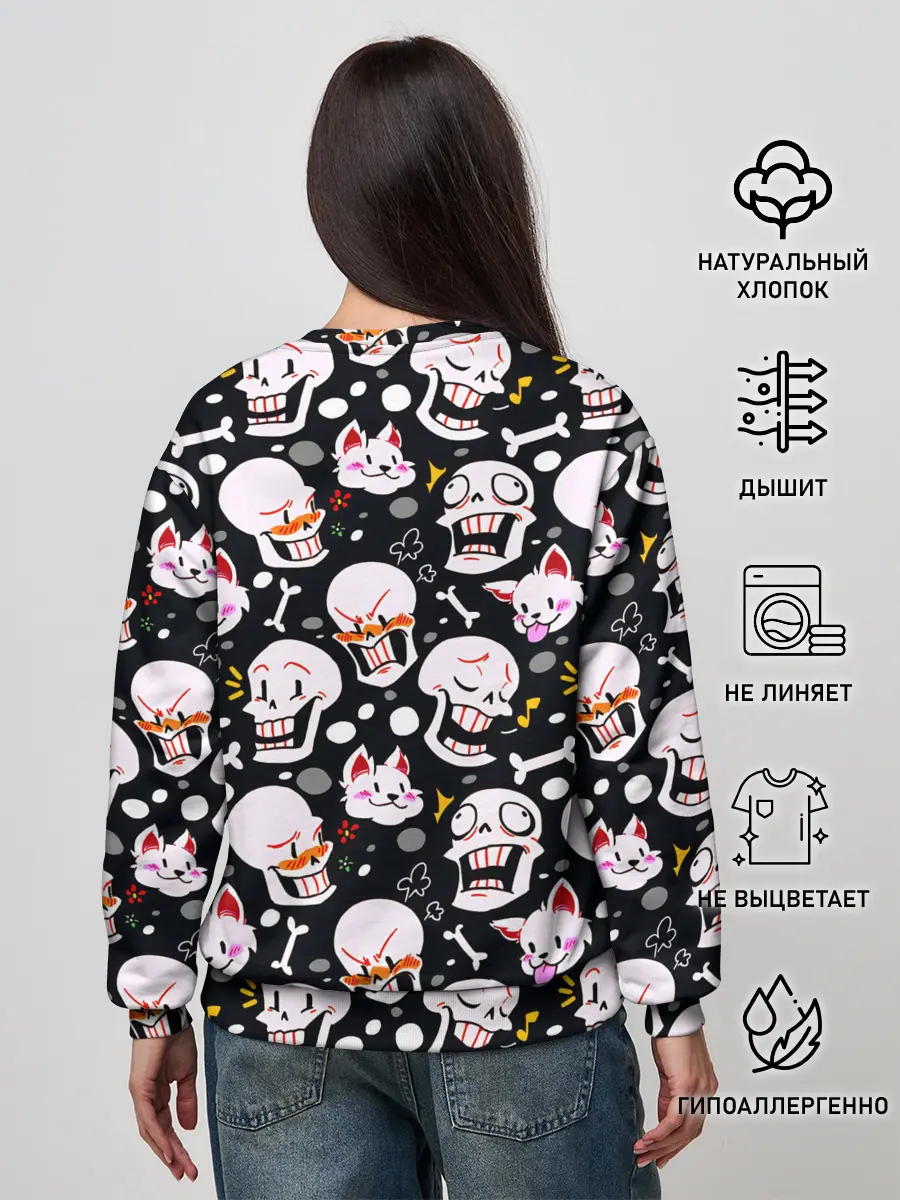 Женский свитшот / Черепа и Котики