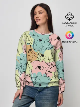 Женский свитшот / Акварельные Зайки